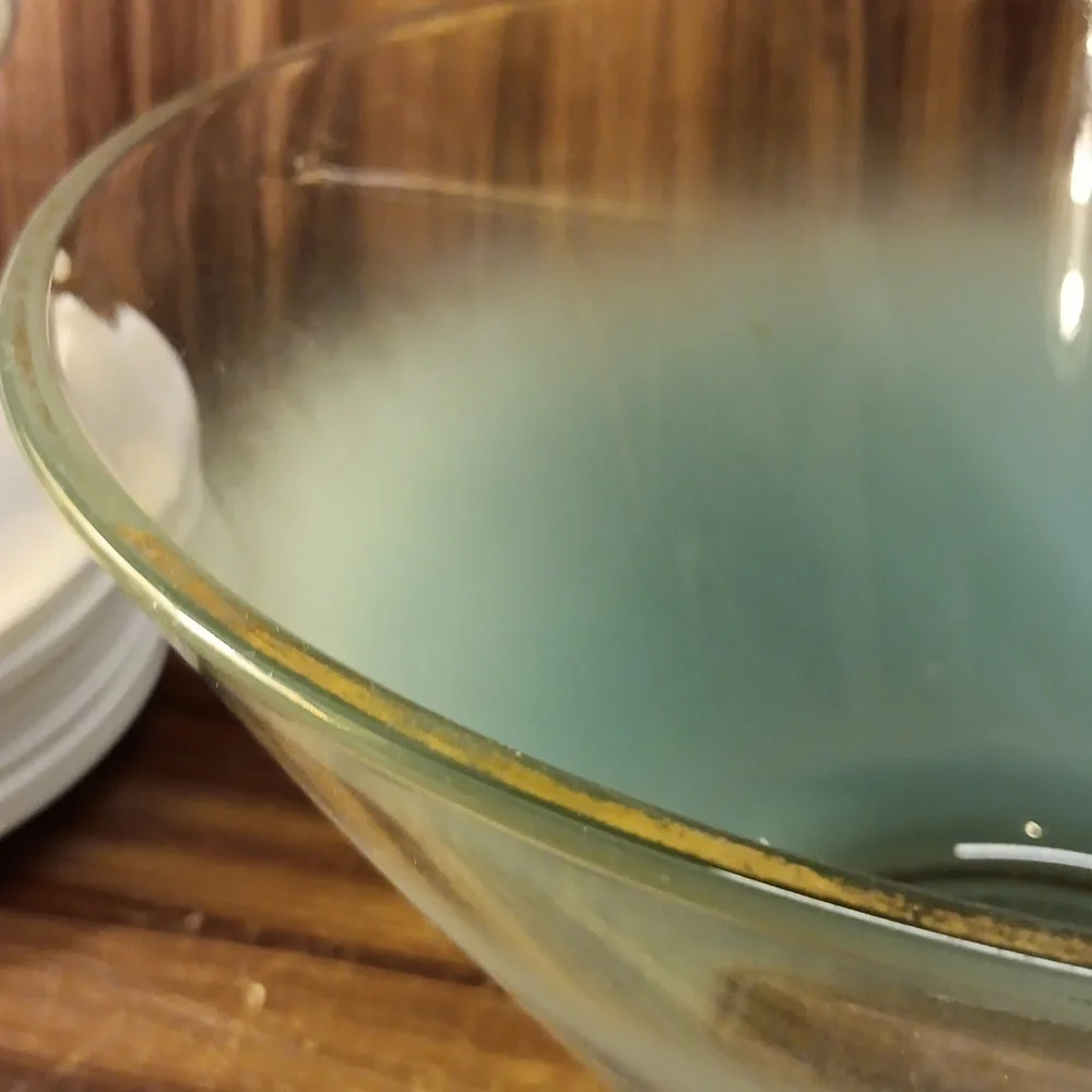Vintage 1950s Blenko glass  MCM turquoise fade salad bowl